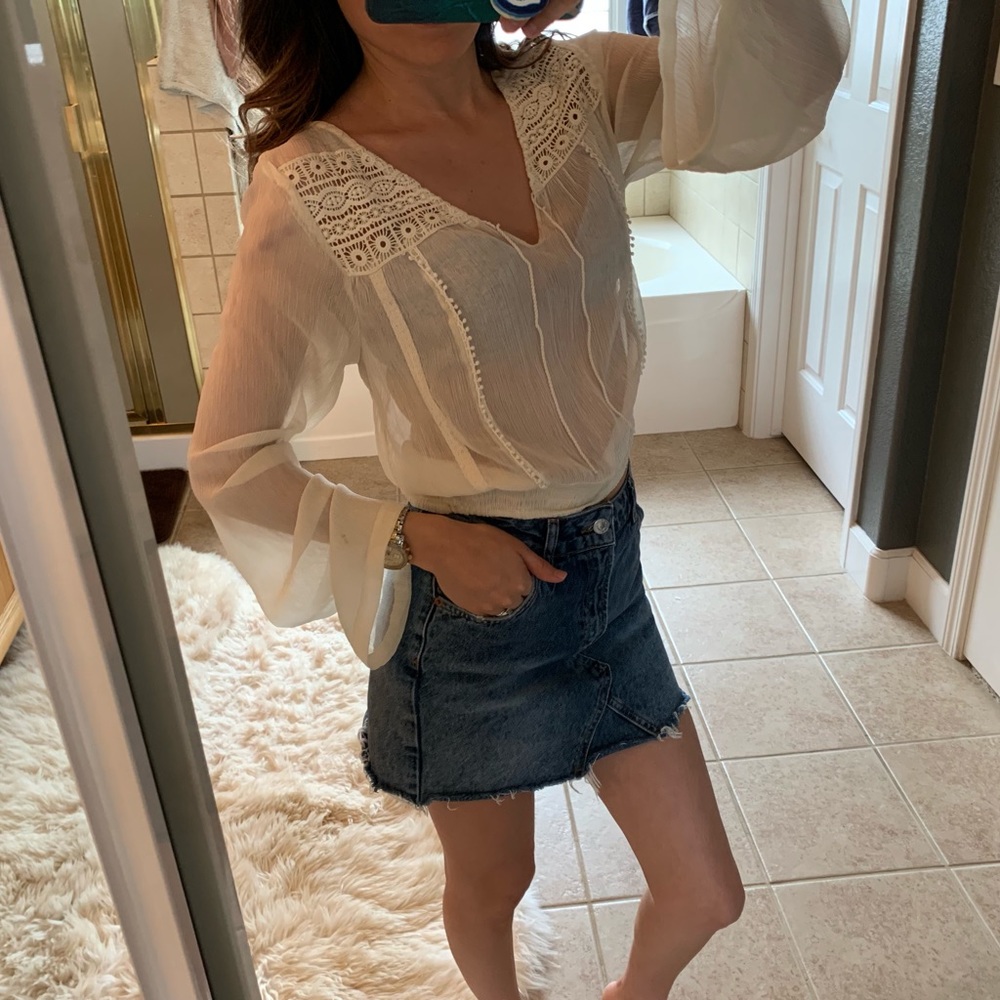 Women’s sheer boho long sleeve blouse- Amer Rag